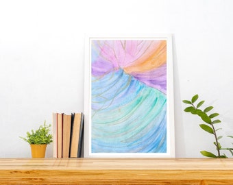 Original Watercolor "The mountain of a thousand colors", watercolor with metallic effects