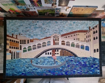 Art painting Venice, Italy, in glass mosaic, enamels, glass paste - Made to measure, made to measure