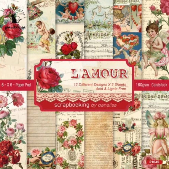 Panalisacraft 24 sheets 6X6 Vintage Flower Floral Scrapbook