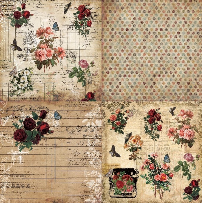 Panalisacraft 24 sheets 6X6 Vintage Flower Floral Scrapbook