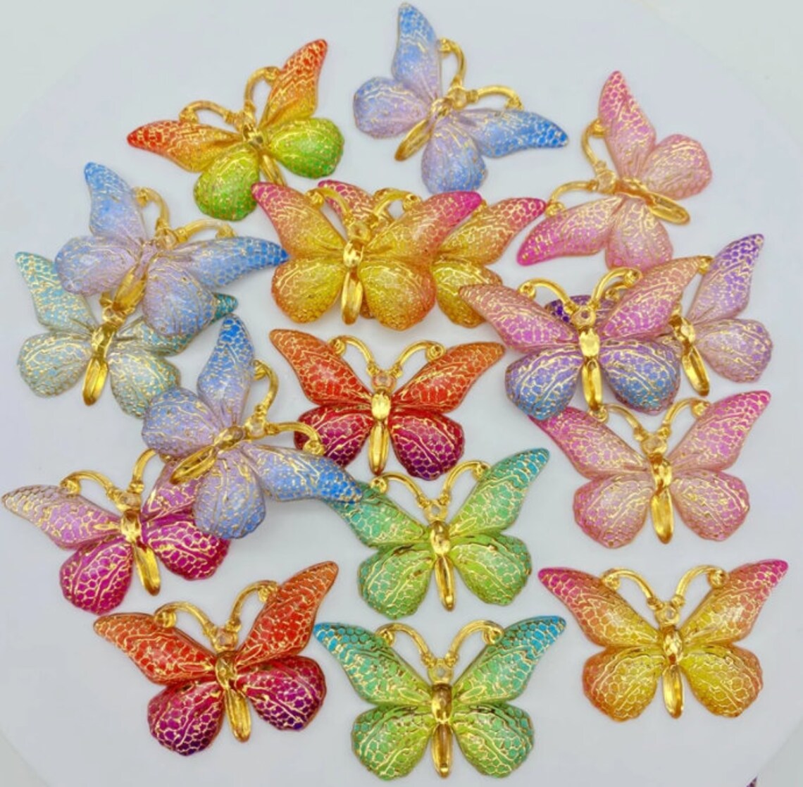 10pcslot New Acrylic Mixed Butterflies With A Hole Flat Back