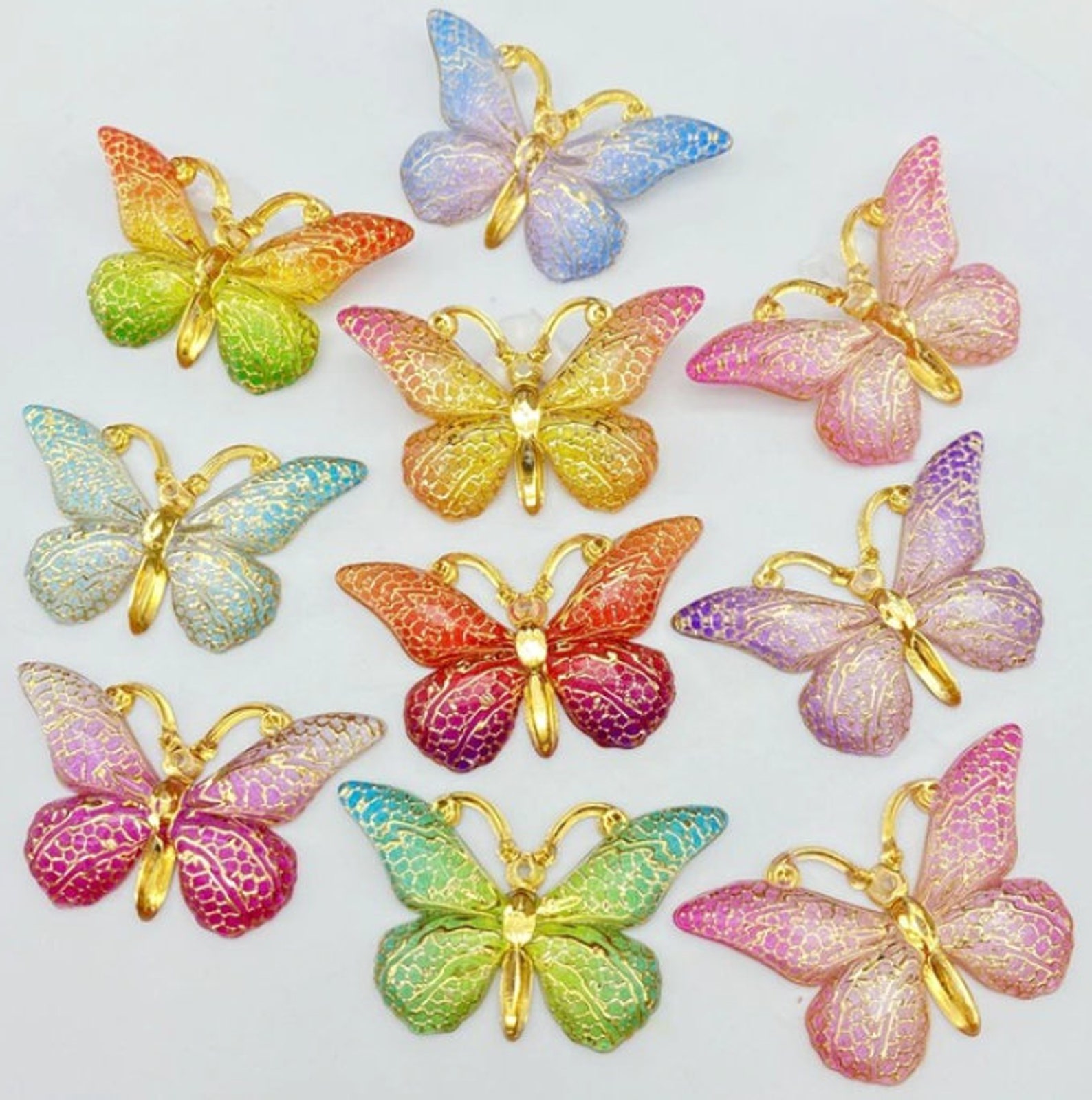 10pcslot New Acrylic Mixed Butterflies With A Hole Flat Back
