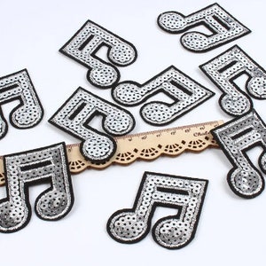 10pcs Embroidery Music Patch Sequined Patches For Jeans Coats Backpacks Decoration DIY Sewing Fabric Badge Pants Badge