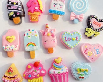 20Pcs Cute Mini Cake Ice Cream Popsicle Flat Back Resin Cabochons Scrapbooking DIY Jewelry Craft Decoration Accessories