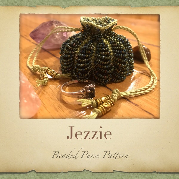 Jezzie Beaded Purse PATTERN ONLY Size 11 Seed Beads Knitted Minature Bag for Tooth Fairys Crystals Jewlery or a Perfume Pouch