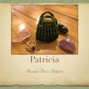 Patricia Beaded Purse PATTERN ONLY Size 11 Seed Beads Knitted Minature Bag for Tooth Fairys Crystals Jewlery or a Perfume Pouch image 1