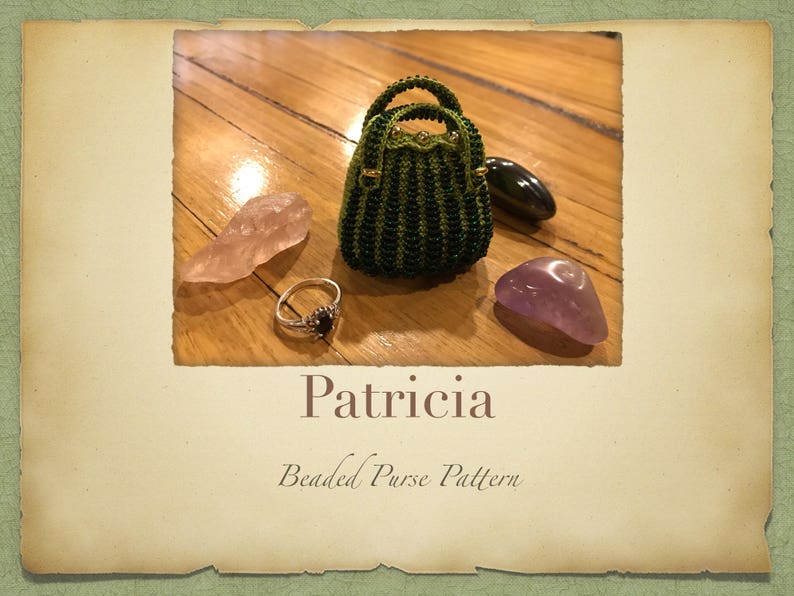 Patricia Beaded Purse PATTERN ONLY Size 11 Seed Beads Knitted Minature Bag for Tooth Fairys Crystals Jewlery or a Perfume Pouch image 1
