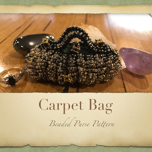 Teppich Tasche Perlen Geldbörse PATTERN ONLY Größe 11 Rocailles Gestrickte Miniatur Tasche für Zahnfeen Kristalle Schmuck oder einen Parfümbeutel