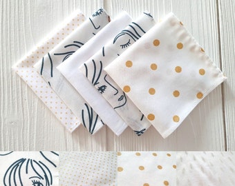 Zero waste washable and reusable cotton fabric handkerchiefs