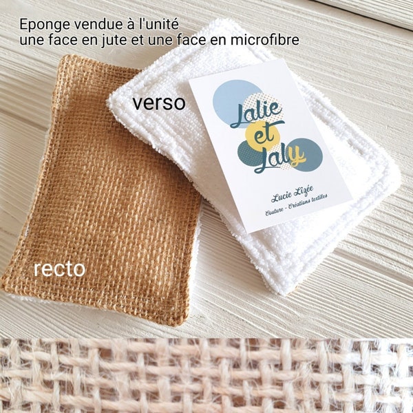 Eponge lavable toile de jute et microfibre Zéro déchet