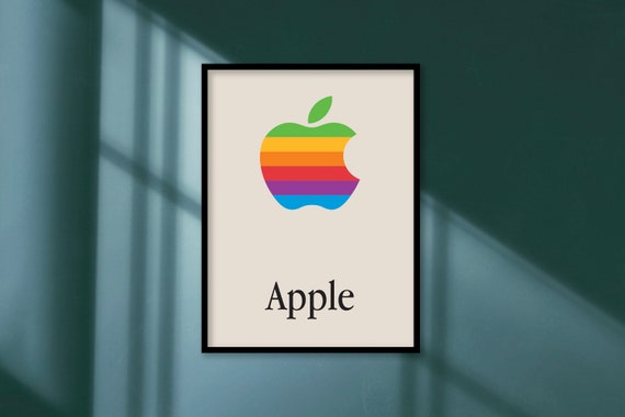 Apple Retro Logo Poster Steve Jobs Home Decor Wall Art Etsy