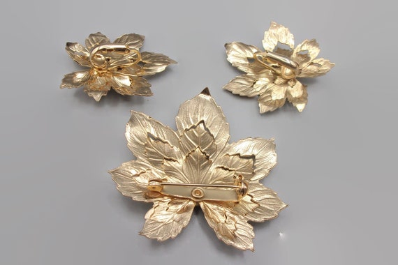 Sarah Coventry Golden Maple Brooch Earrings Set, … - image 3