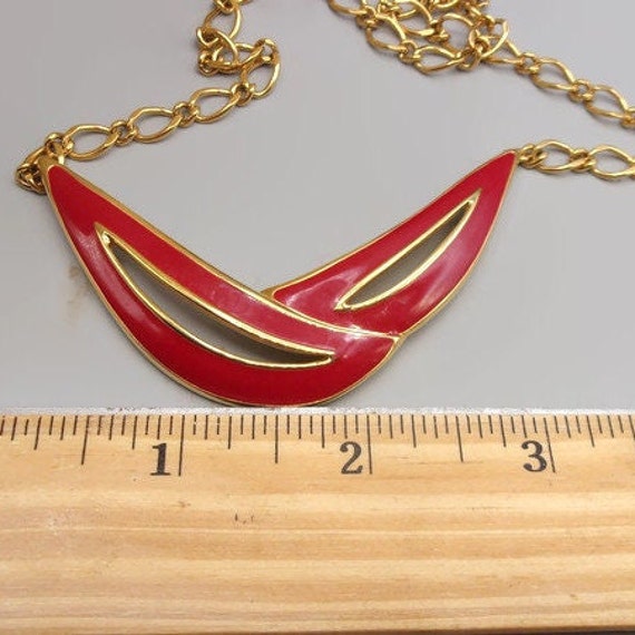 Monet Gold Red Enamel Choker Necklace, Vintage Je… - image 5