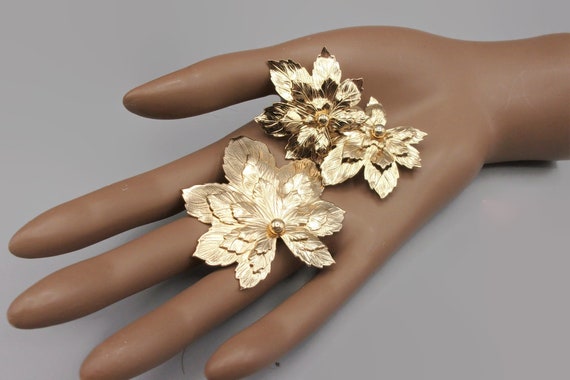 Sarah Coventry Golden Maple Brooch Earrings Set, … - image 1