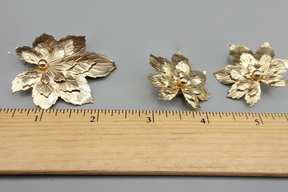 Sarah Coventry Golden Maple Brooch Earrings Set, … - image 5
