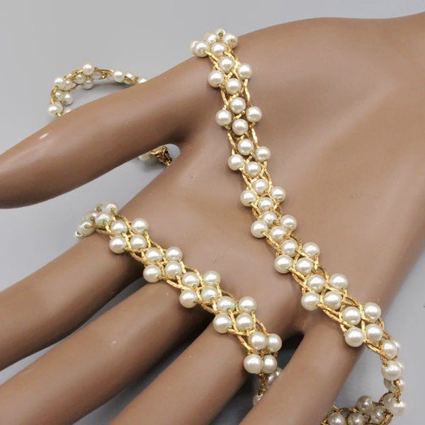 Napier Gold and Pearl Braided Chain Necklace, Vintage Jewelry