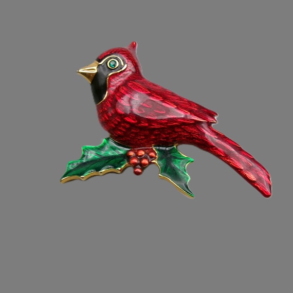 Vintage Joan Rivers Red Cardinal Brooch, Flights of Fantasy