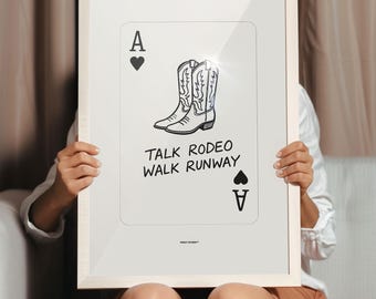 Cowgirl Boots Ace Card Print: Western Rodeo Wall Art (Digital Download) The Cards That Are Dealt Ace of Hearts Motivational