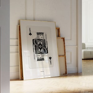 Koning van clubs afdrukken | Fysieke afdruk | Trendy print | Speelkaarten afdrukken | Speelkaartenposter | Y2K-decor | Coole affiche