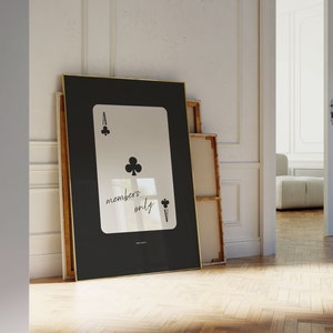 Ace of Clubs Imprimir el original / Descarga digital / Impresión de moda / Club de miembros / Decoración Y2K / Cartel de naipes / Soho House / Lujo
