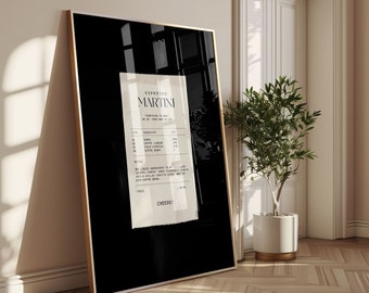 Espresso Martini Recipe Print: Modern Cocktail Bar Art