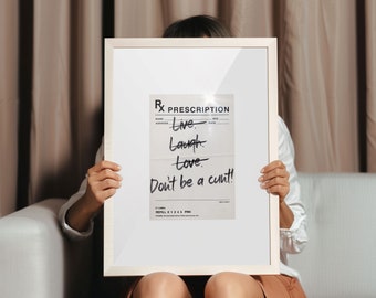 Funny Prescription Art Print | Sweary Dorm Room Decor
