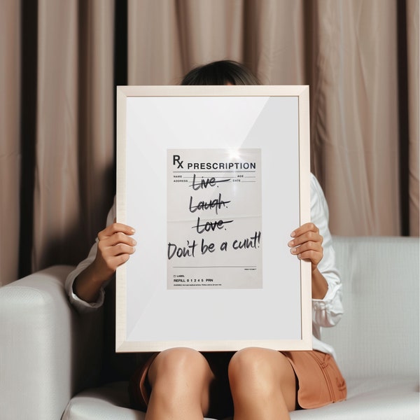 Funny Prescription Art Print | Sweary Dorm Room Decor