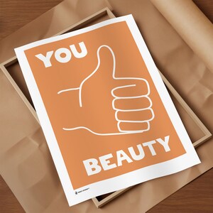 You Beauty Print | Mid Century Print | Aesthetic Wall Art | Aussie Slang Print | Typography Print | Hand Drawn Sketch Print | Trendy Print