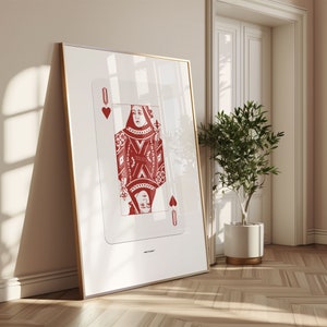 Queen of Hearts Poster | Digital Download | Games Print | Cards Print | Unique Gift | Wall Art | Modern Art | Trendy Poster