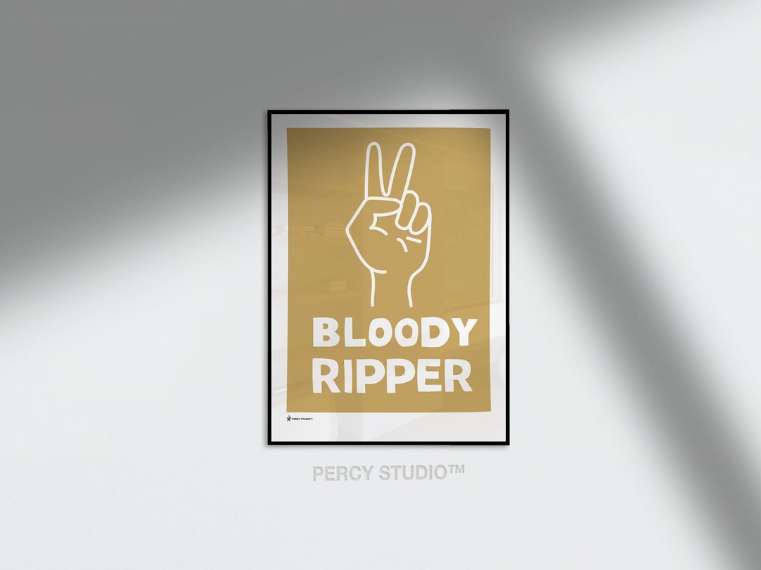 Bloody Ripper Print Mid Century Print Yellow Aesthetic Art Aussie Slang Typography Print Hand
