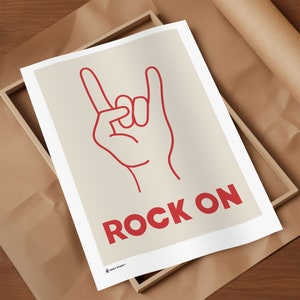 Rock On Print | Mid Century Print | Aesthetic Wall Art | Aussie Slang Print | Typography Print | Hand Drawn Print | Trendy Print | Pop Punk
