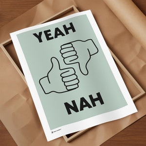Yeah Nah Print | Mid Century Print | Aesthetic Wall Art | Aussie Slang Print | Typography Print | Hand Drawn Sketch Print | Trendy Print