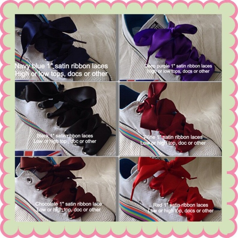 1 satin ribbon shoe laces for trainer boots or shoes Etsy