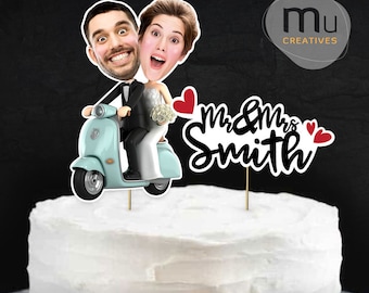 Cake topper personalizzato con foto di matrimonio, design personalizzato per sposi (download digitale)