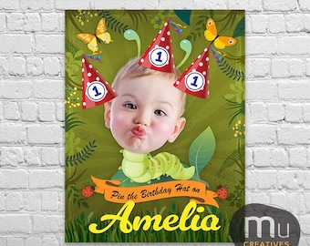 Gioco per feste di compleanno con foto personalizzate, attività personalizzata per bambini con cappello di compleanno (download digitale)