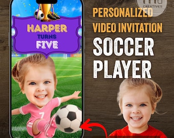 Invito video personalizzato per compleanno a tema calcio / Festa di calcio per ragazze / Invito video personalizzato con IA / Compleanno per bambini / MP4 digitale