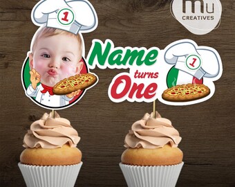 Canva Pizza Chef Birthday Hat Custom Face and Name Party Topper Template (Digital Download)