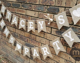 Personalized Burlap Garland Rustic Party Decor with Custom Name