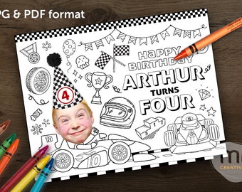 Print-It-Yourself (Digital Copy), Personalised Photo Digital Coloring Placemat, Custom Car Racing Coloring Sheets, Formula One, F1 Race