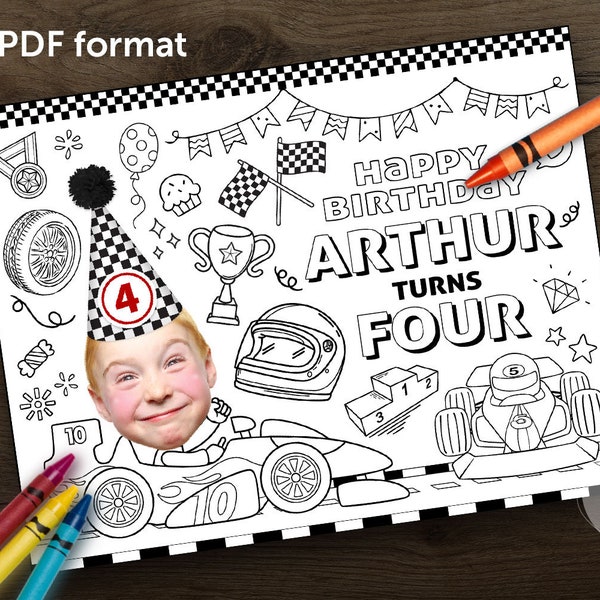 Print-It-Yourself (Digital Copy), Personalised Photo Digital Coloring Placemat, Custom Car Racing Coloring Sheets, Formula One, F1 Race