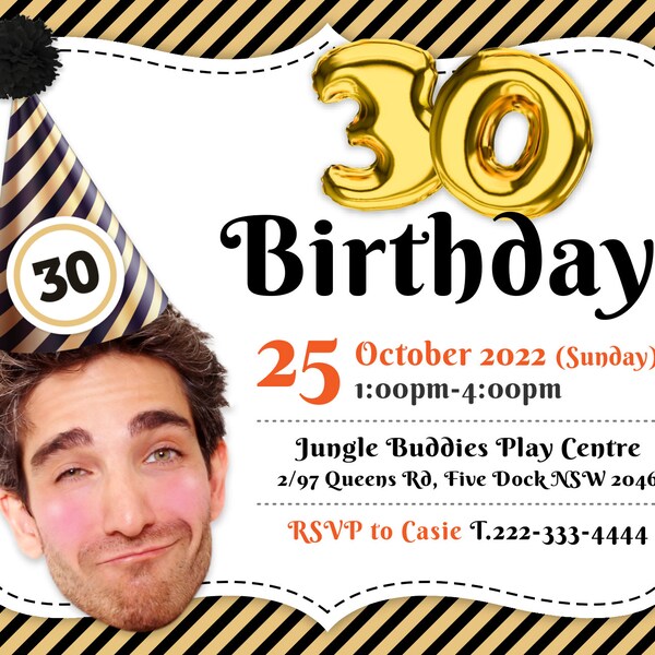 Personalised Birthday Party Invitations – Custom Flat Cards For 18th 21st 30th 40th 50th 60th (UK Made)