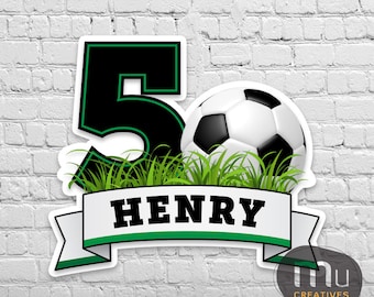Personalized Green Soccer Birthday Banner, Custom Boys Party Backdrop (Digital Download)