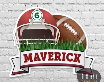 Drucken Sie es selbst (Digitale Kopie), individuelles American Football Logo, personalisiertes bedruckbares Rucksackbanner, Sport-Party-Dekor
