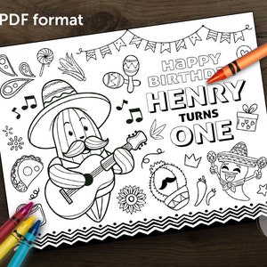 Print-It-Yourself (Digital Copy), Personalised Photo Digital Coloring Placemat, Custom Sombrero Coloring Sheets, Mexican Birthday Party