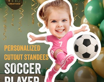 Sagoma personalizzata a tema calcio / Festa di compleanno a tema calcio per bambine / Sagoma fotografica personalizzata / Decorazioni per feste di compleanno per bambini / PDF stampabile PNG