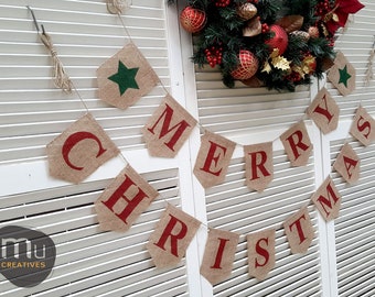 Custom Banner, Personalised Banner, Burlap Banner, Christmas Banner, Christmas Decor, Christmas Gift, Season's Greetings