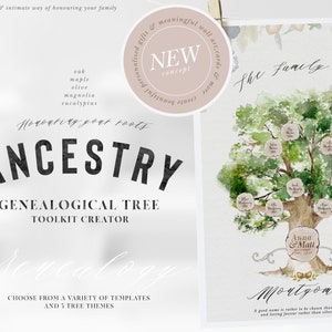 Árvore genealógica DIY, clipart de ancestralidade, impressão de genealogia DIY, clipart de árvore, impressão de família, clipart de família, árvore genealógica ilustrada