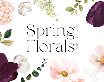 Aquarell Blumen Clipart, Blumen Clipart, Botanische Clipart, Frühling Blumen Clipart, digitale Clipart, Clipart, Blumen Clipart, florale Elemente
