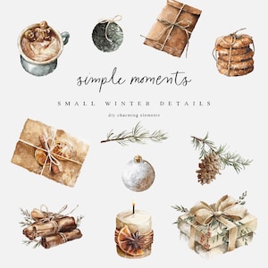 Winter Aquarell Clipart - Winter Clipart - Weihnachts Clipart - Weihnachtszeit Clipart - Aquarell Clipart - Weihnachtskarten Clipart