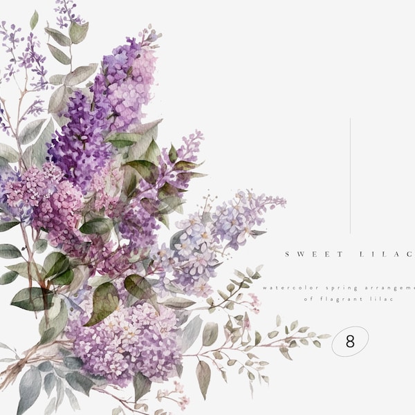 Watercolor Lilac Clipart - Watercolor Lilac - Lilac Bouquets - Lilac Arrangements - Purple Lilac - Spring - Spring Flowers
